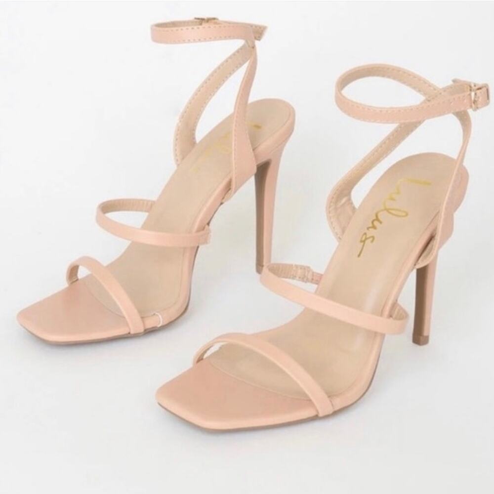 Lulu's Blush Strappy Stiletto Heels